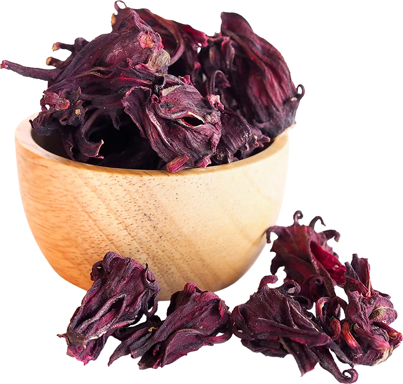 hibiscus dans un petit bol en bois