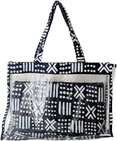 swatch sac à main en pvc et tissu wax dessins bleus