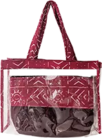 swatch sac à main en pvc et tissus wax dessins rouges
