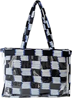 swatch sac à main en pvc et wax rectangles bleus