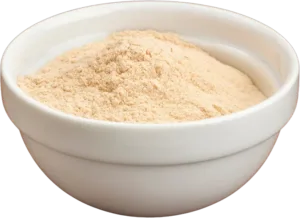 Poudre de baobab dans un petit bol en porcelaine